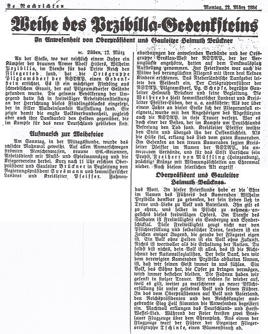 Zeitungsausschnitt vom 12.3.1934