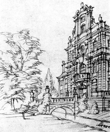 Schloss Brauchitschdorf, Zeichnung von Carl Loewe
