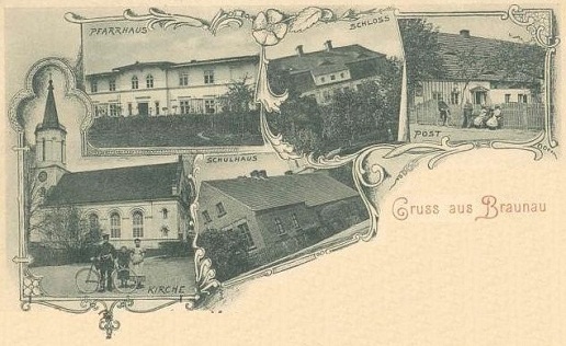 Braunau: Pfarrhaus, Schloss, Post, Kirche, Schulhaus