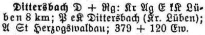 Schlesisches Ortschaftsverzeichnis 1913 - Dittersbach