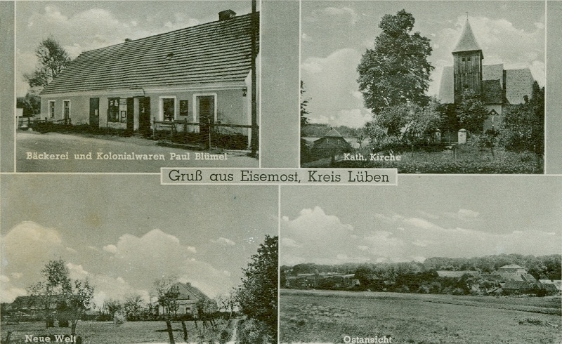 Eisemost: Bäckerei und Kolonialwaren Paul Blümel, Katholische Kirche, Neue Welt, Ostansicht