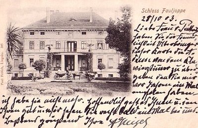 Schloss Fauljoppe auf Postkarte von A. Weigel 1903