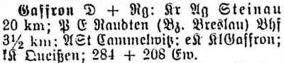 Schlesisches Ortschaftsverzeichnis 1913 - Gaffron
