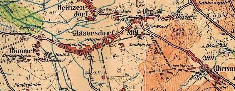 Gläsersdorf auf der Kreiskarte Lüben 1935