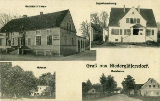 Niedergläsersdorf: Gasthaus Lange, Inspektorwohnung, Gutshof, Dorfstraße