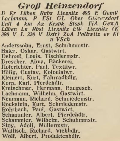 Groß Heinzendorf in: Amtliches Landes-Adressbuch der Provinz Niederschlesien 1927
