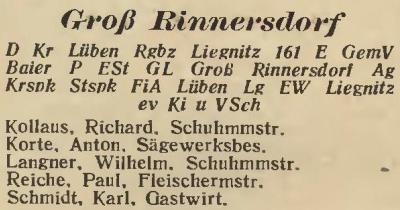 Groß Rinnersdorf in: Amtliches Landes-Adressbuch der Provinz Niederschlesien 1927