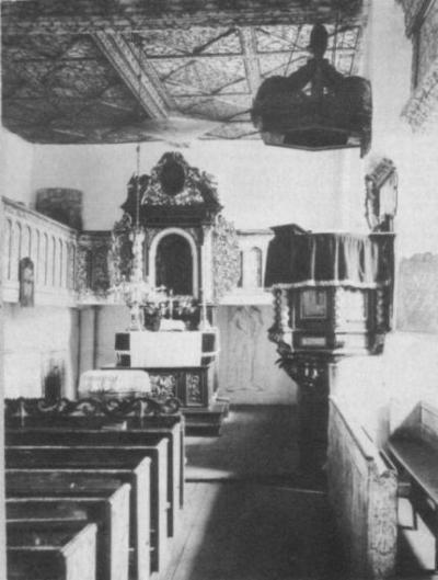 Das Innere der Kirche zu Gugelwitz, aufgenommen 1910