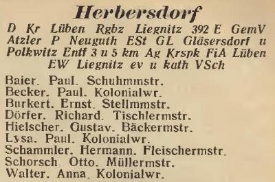 Herbersdorf in: Amtliches Landes-Adressbuch der Provinz Niederschlesien 1927