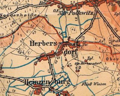 Herbersdorf auf der Kreiskarte Lüben 1935