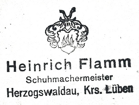 Stempelabdruck Schuhmachermeister Heinrich Flamm Herzogswaldau Krs. Lüben