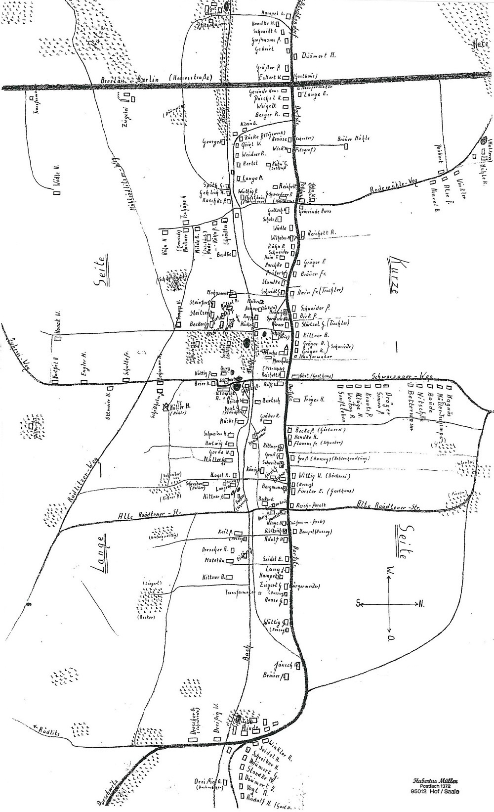 Dorfplan der Gemeinde Herzogswaldau / OT Dittersbach (1945)