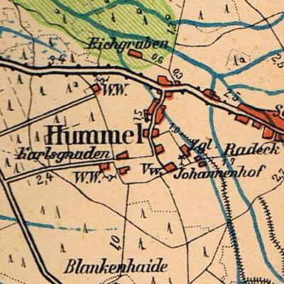 Hummel und Johannenhof auf der Kreiskarte Lüben 1935