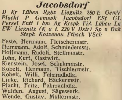 Jakobsdorf in: Amtliches Landes-Adressbuch der Provinz Niederschlesien 1927