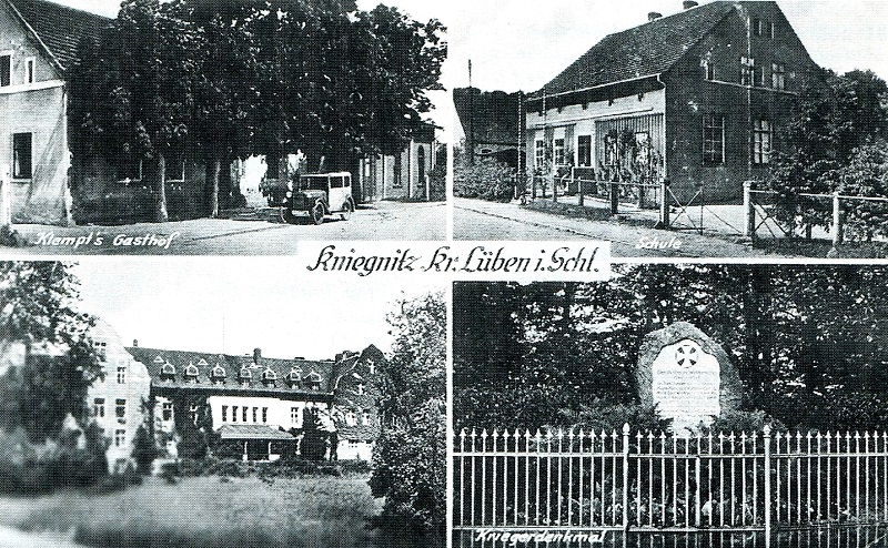 Kniegnitz: Klempt's Gasthof, Schule, Schloss, Kriegerdenkmal