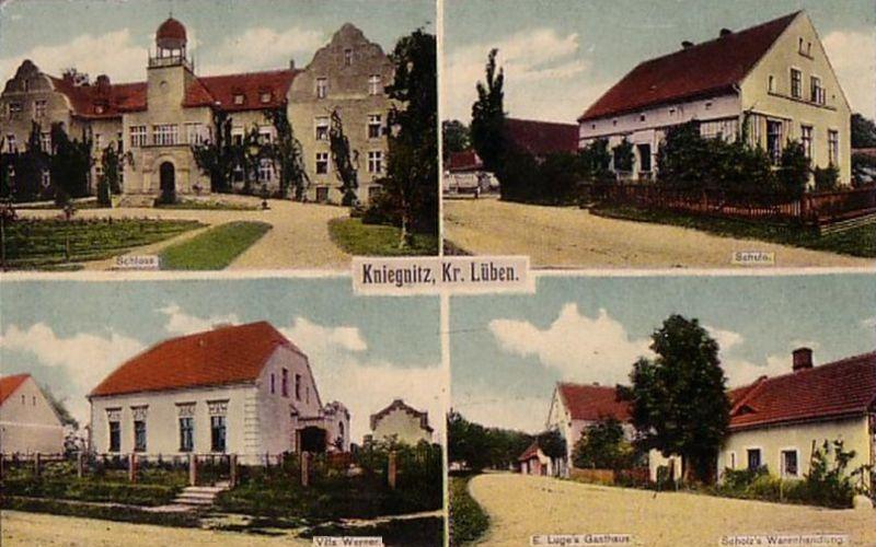 Kniegnitz: Schloss, Schule, Villa Werner, Luge's Gasthaus, Scholz' Warenhandlung