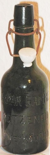 Prägeflasche der Brauerei Oskar Gamke, Kotzenau