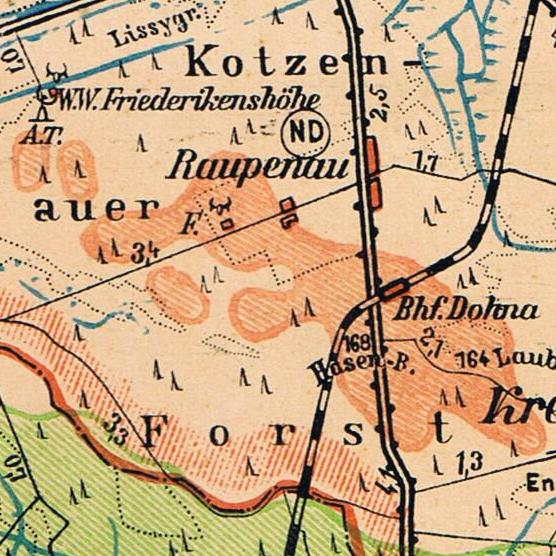 Kotzenauer Forst auf der Kreiskarte Lüben 1935