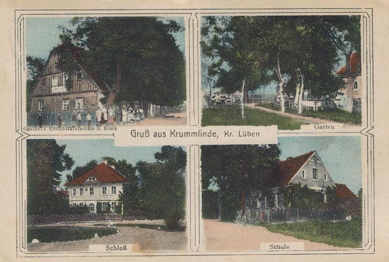 1910: Gasthaus zum Gerichtskretscham von Martin Stark, Garten, Schloss und Schule