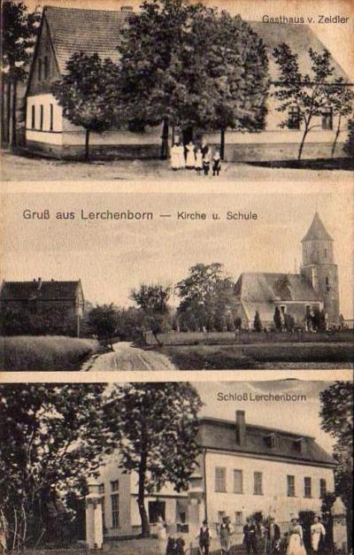 Lerchenborn: Gasthaus Zeidler, Kirche, Schule, Schloss