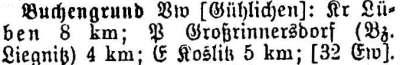 Buchengrund in: Alphabetisches Verzeichnis sämtlicher Ortschaften der Provinz Schlesien 1913