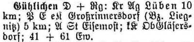 Gühlichen in: Alphabetisches Verzeichnis sämtlicher Ortschaften der Provinz Schlesien 1913
