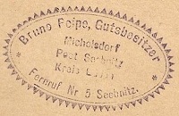 Stempel des Guts- und Ziegeleibesitzers Bruno Peipe, 1921