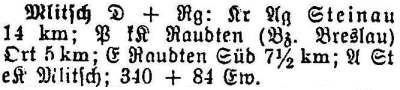 Schlesisches Ortschaftsverzeichnis 1913 - Mlitsch