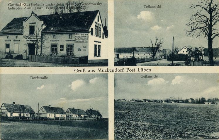1938: Gasthof zur frohen Stunden, Inhaber Wilhelm Gensorowsky, Dorfansichten
