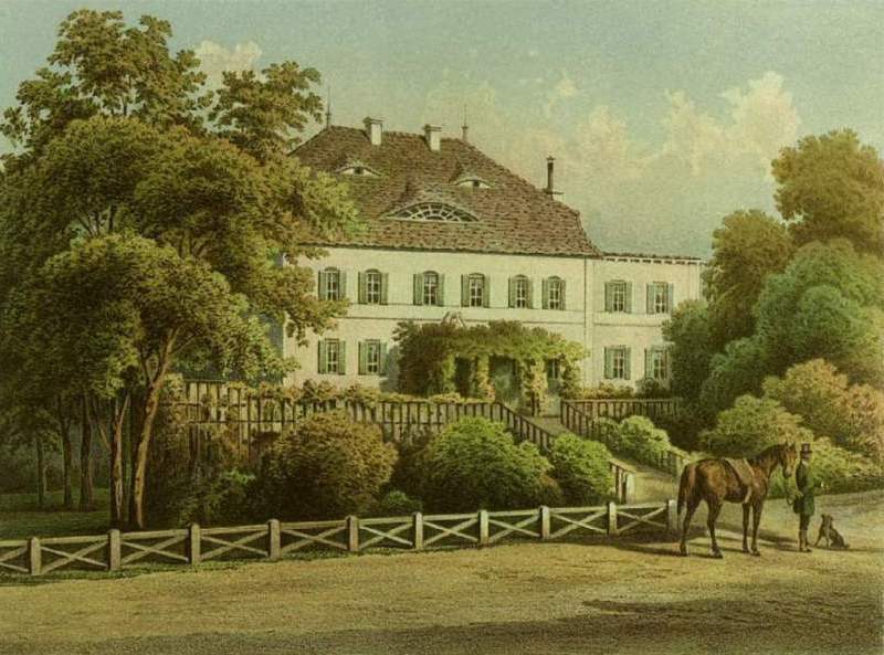 Lithographie aus der Sammlung Duncker: Schloss Mühlrädlitz