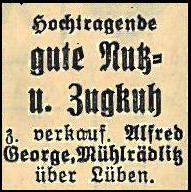 Anzeige im Liegnitzer Tageblatt vom 26./27.10.1940
