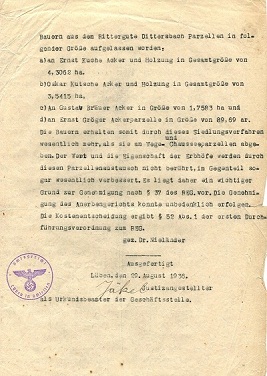 Siedlungsbescheid 1936
