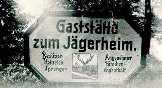 Hinweisschild zum Jägerheim