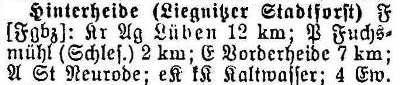 Schlesisches Ortschaftsverzeichnis 1913 - Hinterheide