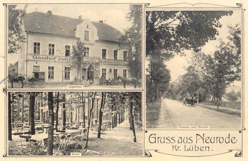 Neurode: Gasthof zum Waldschloss - Logierhaus, Garten und Chaussee nach Neurode