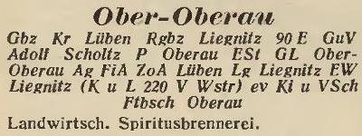 Ober-Oberau in: Amtliches Landes-Adressbuch der Provinz Niederschlesien 1927