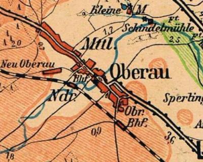 Oberau auf der Kreiskarte Lüben 1935