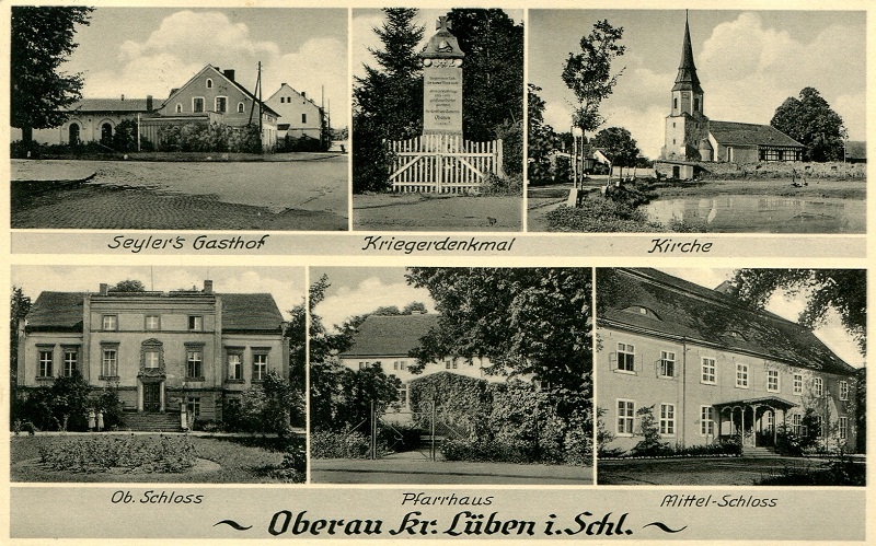 Oberau: Seyler's Gasthof, Kriegerdenkmal, Kirche, Ober-Schloss, Pfarrhaus, Mittel-Schloss