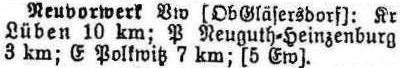 Neuvorwerk in: Alphabetisches Verzeichnis sämtlicher Ortschaften der Provinz Schlesien 1913