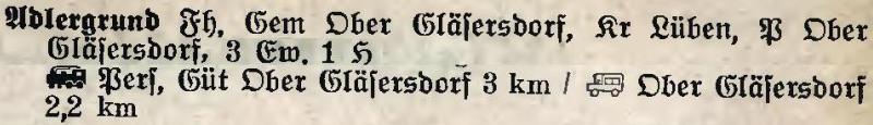 Adlergrund in:  Alphabetisches Verzeichnis der Stadt- und Landgemeinden im Gau Niederschlesien 1939