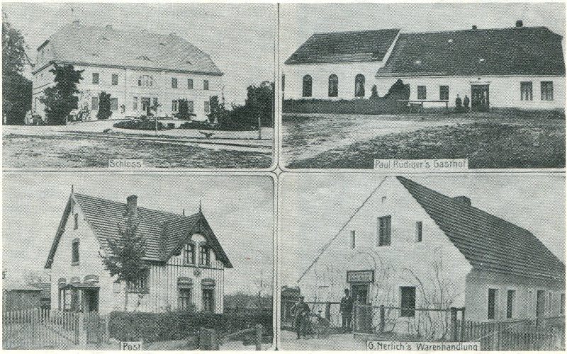 Schloss, Paul Rüdiger's Gasthof, Post, Gustav Nerlich's Warenhandlung