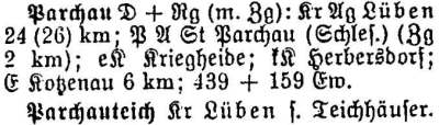 Schlesisches Ortschaftsverzeichnis 1913 - Parchau