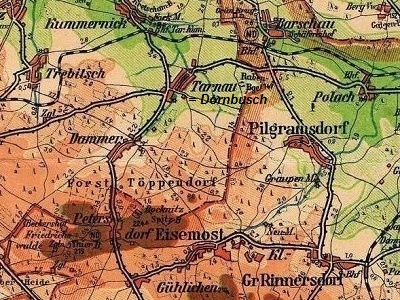 Petersdorf auf der Kreiskarte Lüben 1935