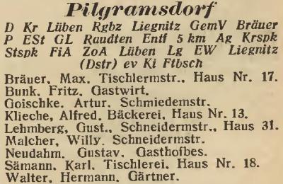 Pilgramsdorf in: Amtliches Landes-Adressbuch der Provinz Niederschlesien 1927