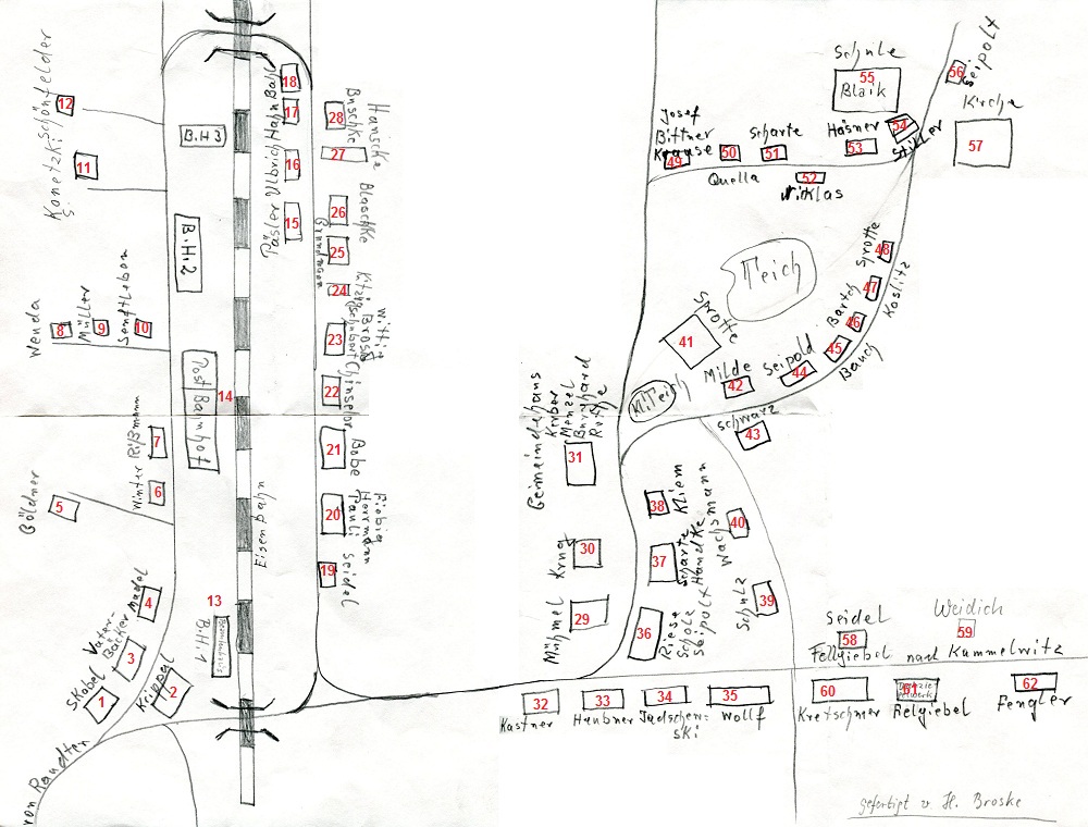 Dorfplan Queissen von H. Broske