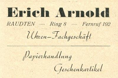Uhren-Fachgeschäft und Papierhandlung Erich Arnold
