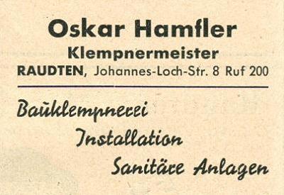 Klempnermeister Oskar Hamfler