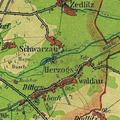 Schwarzau auf der Kreiskarte Lüben 1935