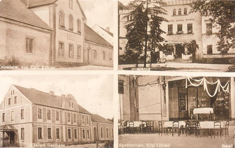 Kolonialwaren Emil Köhler, Schloss, Gasthaus  Köhler und Saal
