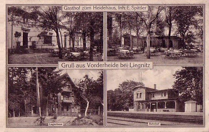 Vorderheide: Gasthof zum Heidehaus von E. Spittler, Garten, Logierhaus und Bahnhof